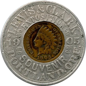 1905 Portland, Oregon ODER Lewis & Clark Ausstellung Viel Glück eingehüllt Cent Penny - Bild 1 von 2