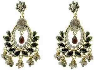 Pendientes Vintage Deco Étnico Moulin Piedras Negras Araña Gota Oro Pulido - Imagen 1 de 1