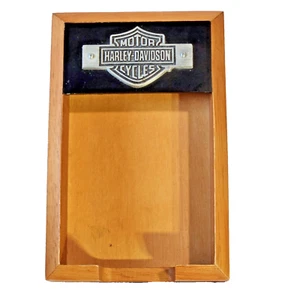 Vintage Harley Davidson Office Desk Accessory Wooden Note Pad Holder 2000 - Picture 1 of 6