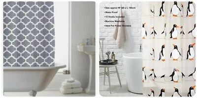 BLUE CANYON / COUNTRY CLUB Peva Shower Curtains 180X180cm Waterproof Bathroom Shower Curtain With 12 Hooks