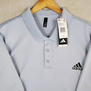 NEW $70 ADIDAS Size 3XL Mens Polo Shirt Light Blue Short Sleeve Wicking XXXL - Picture 1 of 17