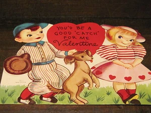Vintage Baseball theme die cut Valentine  - Picture 1 of 3