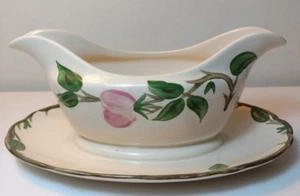 Franciscan Desert Rose Gravy Boat Bowl Attached Plate Made in England dec18 - Picture 1 of 9