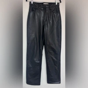Abercrombie&Fitch 90’s Straight Ultra High Rise Curve Love Faux Leather Size 6 - Picture 1 of 7