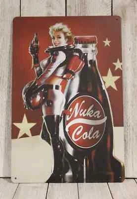 Nuka Cola Tin Sign Poster Vintage Rustic Look Fallout Video Game Gamer Art Decor - Image 1 of 4