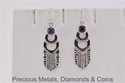 Sterling Silver 38mm x 12mm Purple Amethyst French Wire Hook Earrings - Image 1 of 4