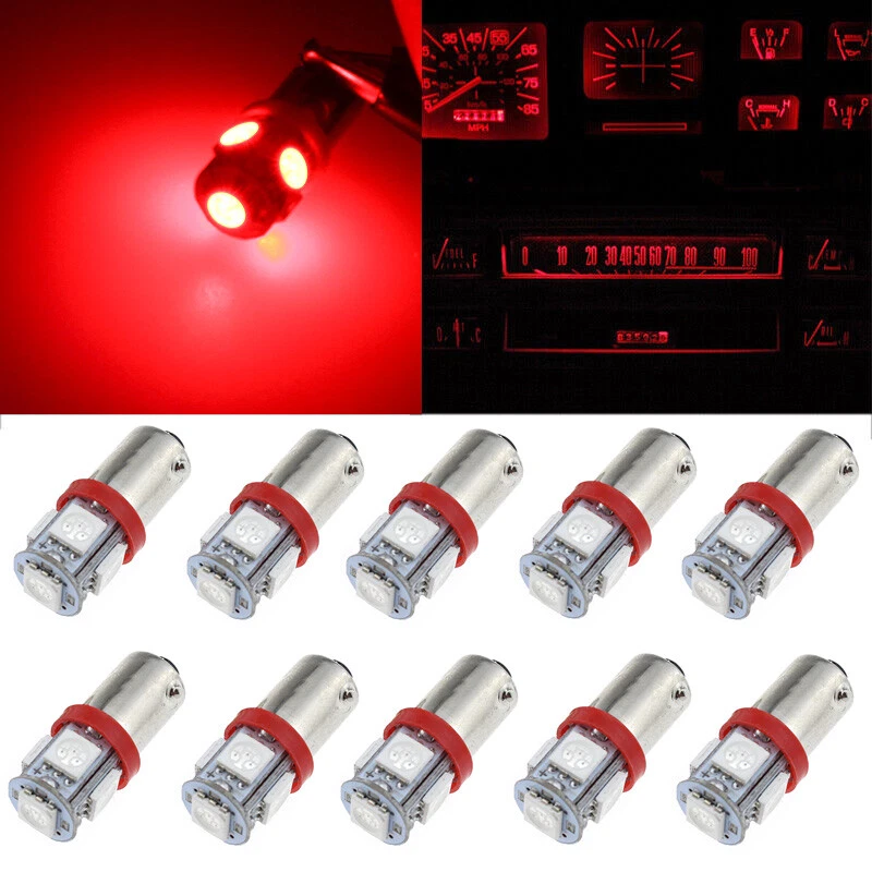 10 Piezas Rojo 12V LED Panel de Instrumentos Tablero BA9S 1815 Bombilla para Camaro Foto 1 de 4