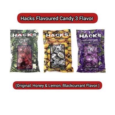 Hacks Flavoured Candy 100g × 3 Flavors (Original, Honey Lemon, Blackcurrant) Mix - Image 1 of 4