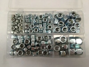 ASSORTED UNC ZINC PLATED NYLOC NUTS QTY 130 - Picture 1 of 1