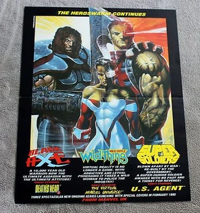Marvel UK Black Axe Wildthing Super Soldiers 1993 Deaths Head PROMO Poster FN - Imagen 1 de 1