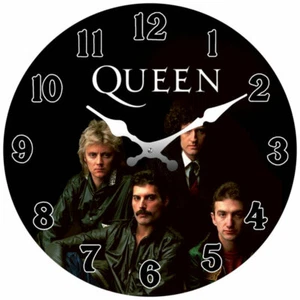 Queen Band Freddie Mercury Glass Wall Clock 17cm Mancave Garage Bar Collectable - Foto 1 di 8