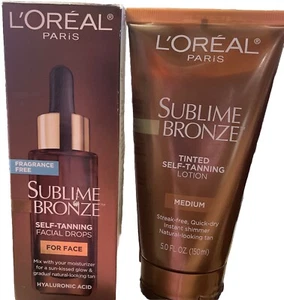 2 Pc L'Oreal Paris Sub Line Bronze Drops & ￼ Self Tanning Lotion Medium ￼Bundle - Picture 1 of 1