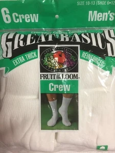 6 Pairs Fruit of The Loom Socks - White -- Extra Thick - Picture 1 of 9