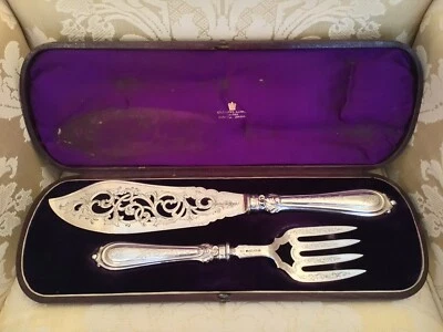 Exquisite Victorian Cased Solid Silver Fish Servers, Set Birmingham 1848, 324g - Image 1 of 4