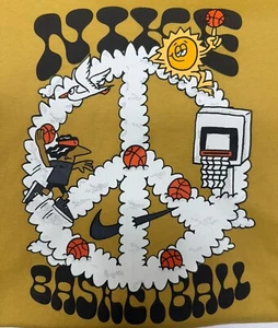 NEW NIKE BASKETBALL "Animation Peace LS Tee" MEN'S GOLD T-SHIRT LARGE TALL - Picture 1 of 7