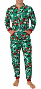 Football Union Suit One Piece Pajamas Pants Men Women XL Santa Christmas Holiday