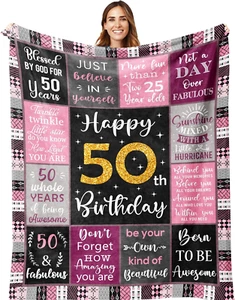 50Th Birthday Gifts for Women, 50Th Birthday Gift Blanket 50"X60", 50 Year Old G - Picture 1 of 12
