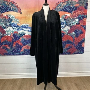 J S Collection Women's Sz L Black Velvet Full Length Evening Coat Vintage - Picture 1 of 18