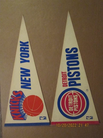 NBA New York Knicks & Detroit Pistons Vintage Circa 1970's Team Logo Pennants Cover
