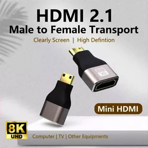 Mini HDMI Male to HDMI Female Adapter V2.1 8K@60Hz 4k@120hz for HDTV Monitor TV - Picture 1 of 6