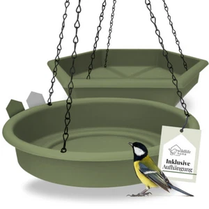WILDLIFE HOME Vogelfutterspender + Vogeltränke zum Aufhängen, 2er Set Grün - Bild 1 von 7