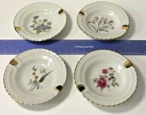 4 Vintage Mini Bone China Ashtrays By "Japan" Gold Trim *One Chip* Fast Shipping - Picture 1 of 12