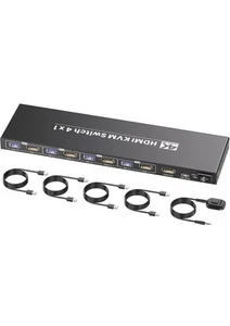 Commutateur KVM HDMI 1 Moniteur 4 Ordinateurs, Commutateur KVM HDMI 3.0 4K60Hz 4 Ports pour - Photo 1/7