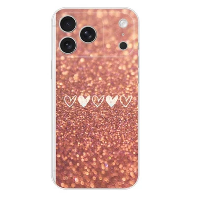 Coque en silicone - Compatible Apple iPhone 17 Pro Max - design paillettes coeur - Photo 1/4