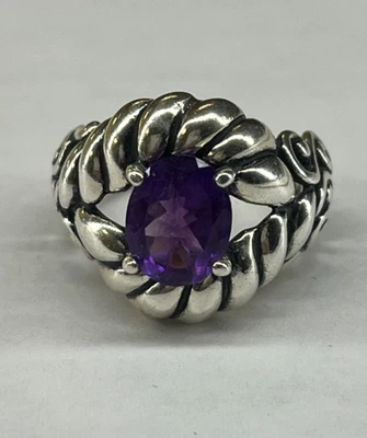 Anillo Carolyn Pollack Plata Esterlina Púrpura Amatista Talla 7.5 Banda Suroeste Foto 1 de 4