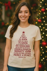 Jesaja 9:6 Holiday Scripture T-Shirt - Bild 1 von 5