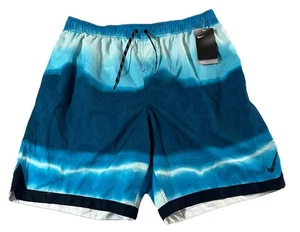 Nike Swim Trunks XXL Blue Repel Hydrofuge DriFit Shorts Beach Training Logo NWT - Picture 1 of 10