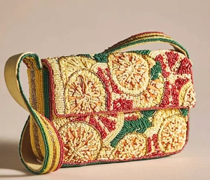 Anthropologie The Fiona Perlen Tasche: Obstsalat Edition, Urlaub Picknick Strand - Bild 1 von 12