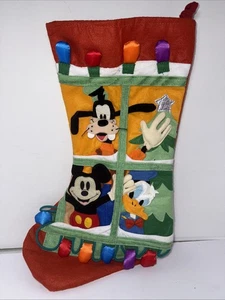 Calza natalizia vintage Disney in feltro 3D Topolino Paperino Pippo in finestre anni 90 19" - Foto 1 di 8