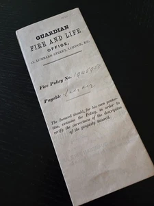 ANTICO documento polizza assicurativa vintage 1890 GUARDIANO Londra, Inghilterra "18x14" org - Foto 1 di 4