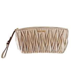 MIU MIU Gold Matelasse Leather Clutch Bag - Picture 1 of 18