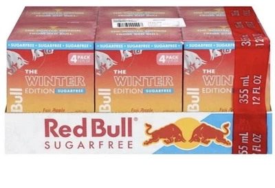 Paquete de 24 latas Sugar Free Red Bull Winter Edition: Fuji Apple-Ginger 12 fl oz Foto 1 de 4