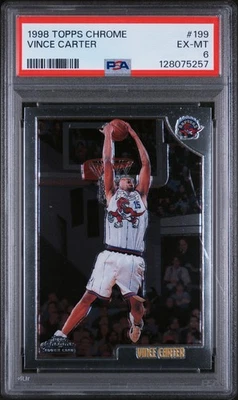 1998 TOPPS CHROME #199 VINCE CARTER ROOKIE RC PSA 6 - Image 1 of 2