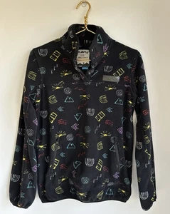 Pullover KAVU Seattle Cavanaugh elettrico in pile nero XS finto collo T-Snap - Foto 1 di 7