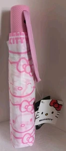 Ombrello grande Sanrio Hello Kitty rosa e bianco apertura/chiusura automatica con coperchio NUOVO! - Foto 1 di 8