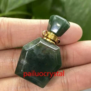 1pc Natural Aquatic Agate Perfume Bottle Quartz Crystal Pendant Reiki Healing - Picture 1 of 12