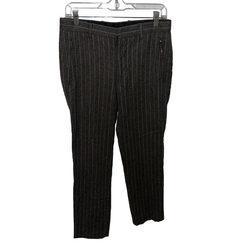 Vintage Polo Ralph Lauren Wool Cashmere Blend Pants Sz 30x29 Gray Striped - Image 1 of 4