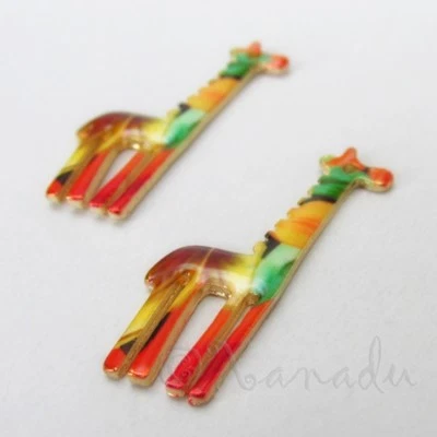 Dijes de jirafa - Colgantes de animales esmaltados en oro de 33 mm C3493 - 2, 5 o 10 piezas Foto 1 de 3