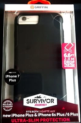 Griffin Survivor Journey Ultra Slim Case for iPhone 6 6S 7 Plus Black Deep Grey - Image 1 of 4