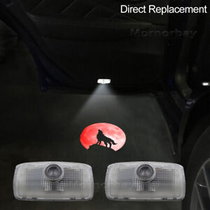2x Red Moon Wolf Car Door Lamp LED Projector Laser Shadow Light For FX EX QX G/M