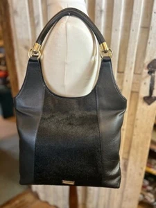 Bolso de hombro LGE BIBA cuero negro y piel de ponis dos correas cubo - Imagen 1 de 10