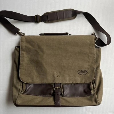 Chaps сумка для ноутбука Elmhurst Messenger портфель наплечный ремень карман холст коричневый - Изображение 1 из 4