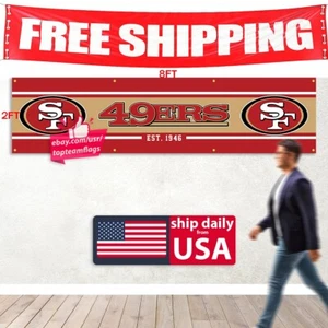 San Francisco 49ers 2x8FT Flag Banner NFL Logo FAST FREE Shipping US SELLER - Picture 1 of 11