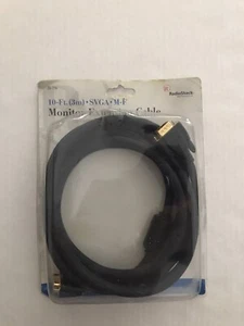 RADIO SHACK Monitor Extension Cable Black 10 Ft. (3m) SVGA M-F - NEW - Afbeelding 1 van 7