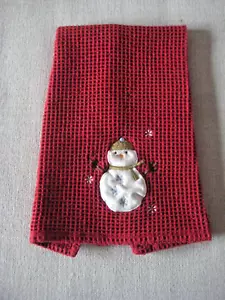 2 asciugamani a tema natalizio rosso verde pupazzo di neve Babbo Natale - Foto 1 di 11