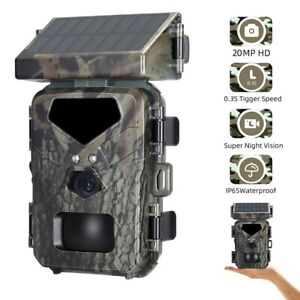 Wildlife Monitoring Trail Camera Rechargeable Solar Powered 20MP 1080P Videos